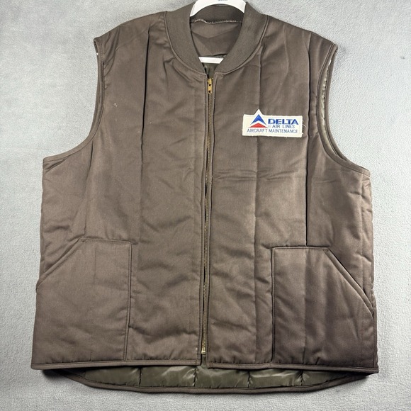 Cintas Other - Delta Air Lines Aircraft Maintenance Quilted Work Vest Mens XL Brown Cintas USA